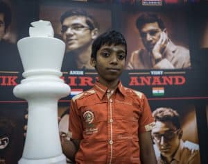 Ramesh Praggnanandhaa at the London Chess Classic. Photo by LENNART OOTES