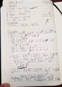 Training Journal with chess tactics written down