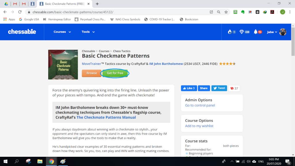 Basic Checkmate Patterns course page