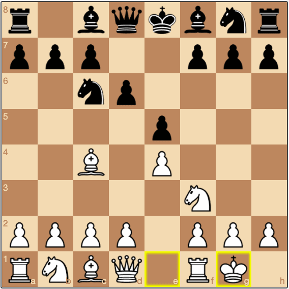 White castles on move four in a chess opening named: the Italian Game.