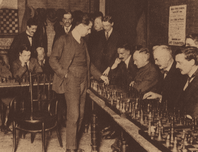 Capablanca playing a simul in London