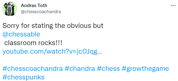 Andras Toth Tweet Chessable Classroom