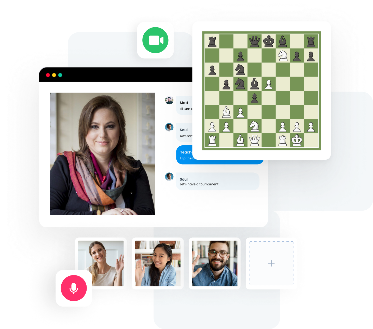 Chessable Classroom featuring a video call with Judit Polgar